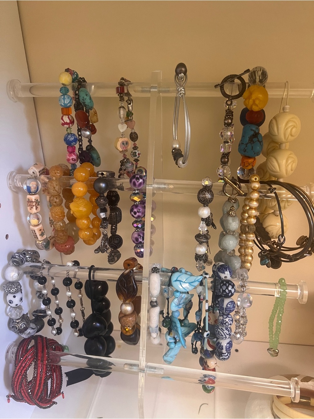 Colorful Beaded Bracelet Collection - Yellow, Turquoise, Black, White, Purple